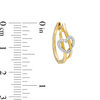 Thumbnail Image 2 of 0.11 CT. T.W. Diamond Heart Woven Hoop Earrings in Sterling Silver and 14K Gold Plate