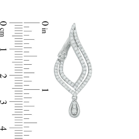 0.95 CT. T.W. Diamond Flame Drop Earrings in 10K White Gold