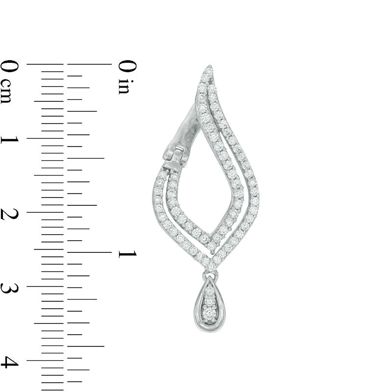 0.95 CT. T.W. Diamond Flame Drop Earrings in 10K White Gold|Peoples Jewellers