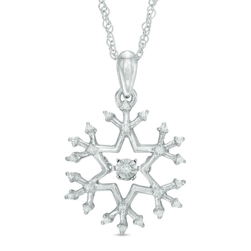 Unstoppable Love™ 0.11 CT. T.W. Diamond Snowflake Pendant in 10K White Gold