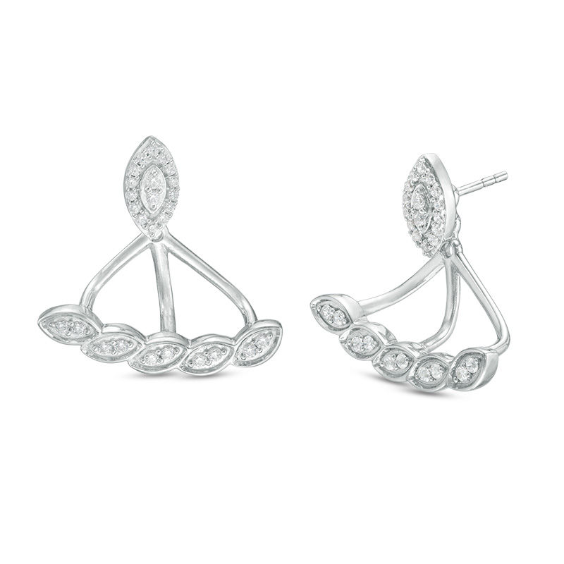 0.45 CT. T.W. Diamond Marquise Front/Back Earrings in Sterling Silver|Peoples Jewellers
