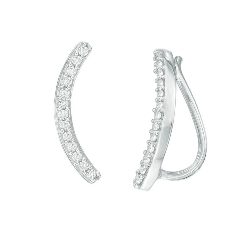 0.11 CT. T.W. Diamond Curved Crawler Earrings in Sterling Silver|Peoples Jewellers