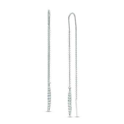 0.30 CT. T.W. Diamond Marquise Linear Threader Earrings in Sterling Silver