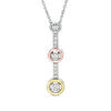 Thumbnail Image 0 of 0.23 CT. T.W. Diamond Three Stone Station Linear Drop Pendant in 10K Tri-Tone Gold