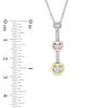 0.23 CT. T.W. Diamond Three Stone Station Linear Drop Pendant in 10K Tri-Tone Gold