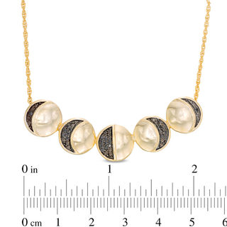 0.15 CT. T.W. Black Diamond Moon Phase Necklace in Sterling Silver and 14K Gold Plate - 16"