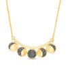 0.30 CT. T.W Black Diamond Moon Phase Curved Bar Necklace in Sterling Silver and 14K Gold Plate - 17"