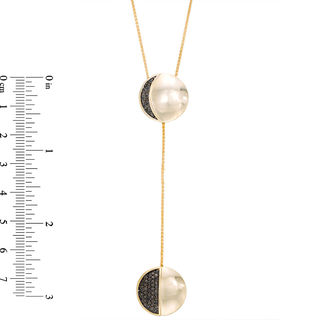 0.15 CT. T.W. Black Diamond Two Moon Lariat Necklace in Sterling Silver and 14K Gold Plate - 38"