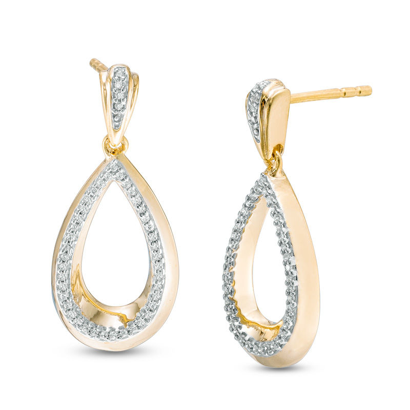 0.15 CT. T.W. Diamond Open Teardrop Earrings in 10K Gold|Peoples Jewellers