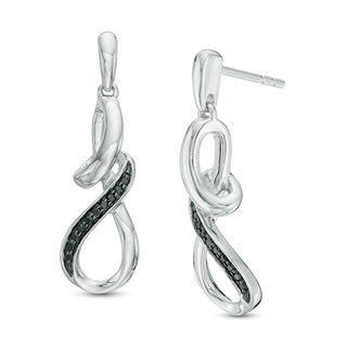 0.09 CT. T.W. Black Diamond Twist Drop Earrings in Sterling Silver