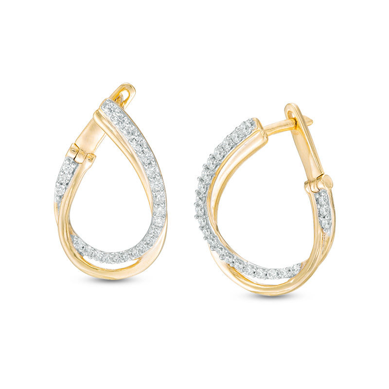 0.45 CT. T.W. Diamond Flat Front Twist Hoop Earrings in 10K Gold|Peoples Jewellers