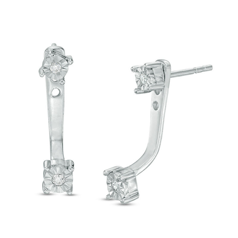 Diamond Accent Front/Back Earrings in Sterling Silver|Peoples Jewellers