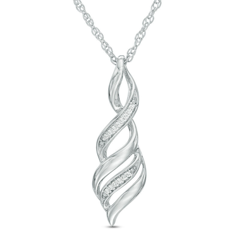 Diamond Accent Flame Pendant in 10K White Gold|Peoples Jewellers
