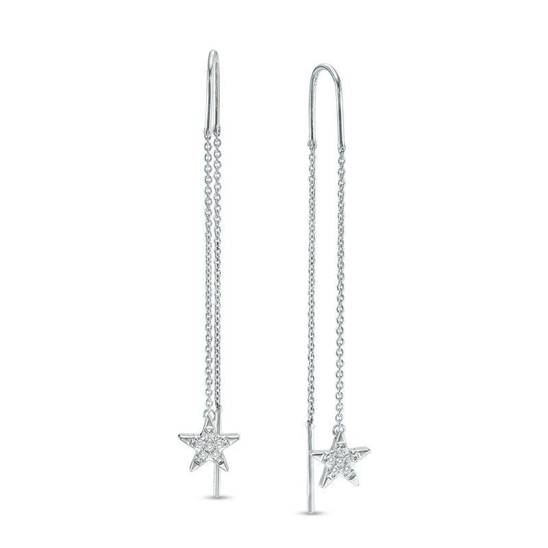 0.09 CT. T.W. Diamond Star Threader Earrings in Sterling Silver|Peoples Jewellers