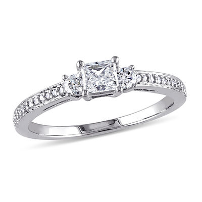 0.50 CT. T.W. Princess-Cut Diamond Three Stone Engagement Ring in 10K White Gold