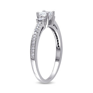 0.50 CT. T.W. Princess-Cut Diamond Three Stone Engagement Ring in 10K White Gold