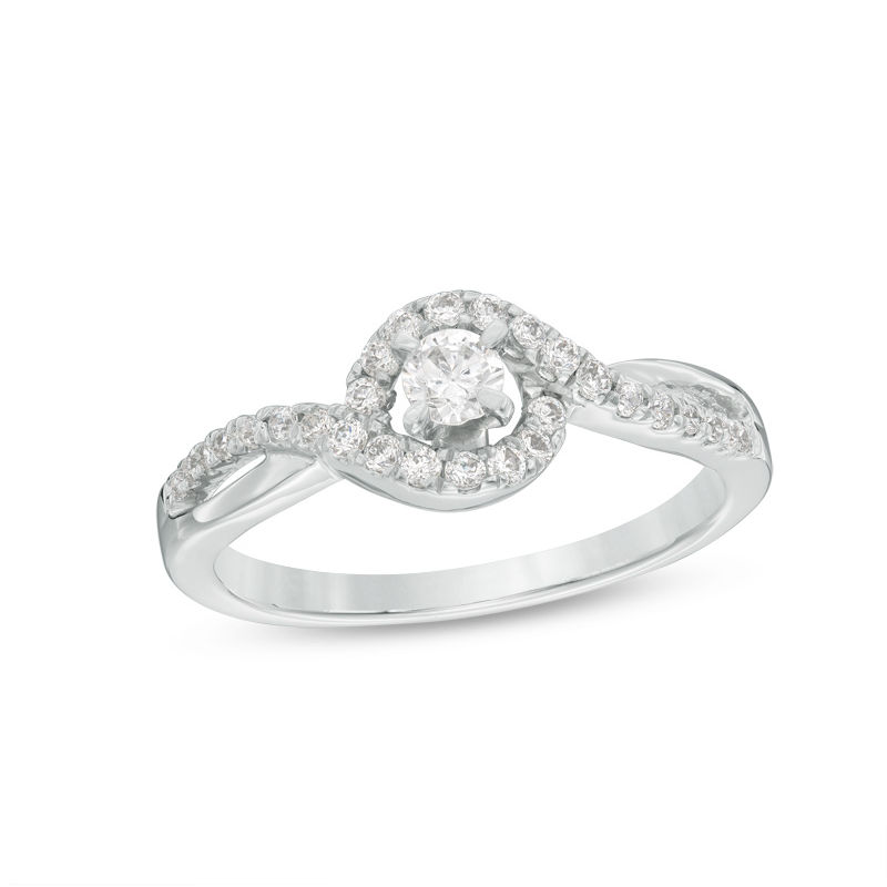 0.30 CT. T.W. Diamond Bypass Frame Split Shank Ring in Sterling Silver|Peoples Jewellers