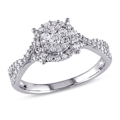 0.50 CT. T.W. Multi-Diamond Frame Twist-Shank Ring in 10K White Gold