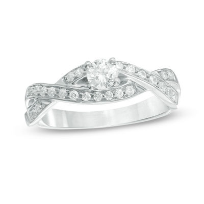 0.45 CT. T.W. Diamond Crossover Ring in 10K White Gold