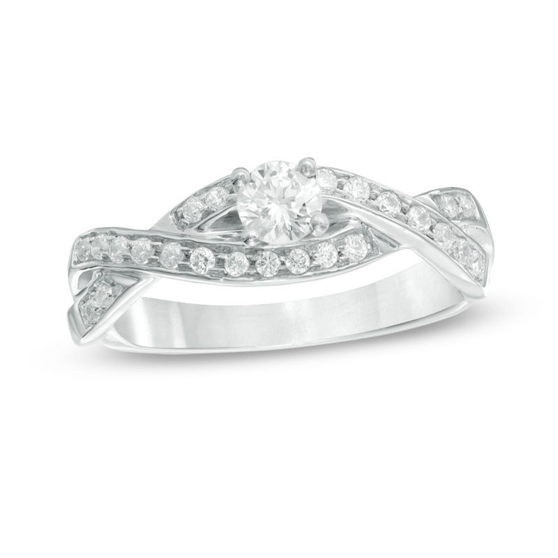0.45 CT. T.W. Diamond Crossover Ring in 10K White Gold|Peoples Jewellers