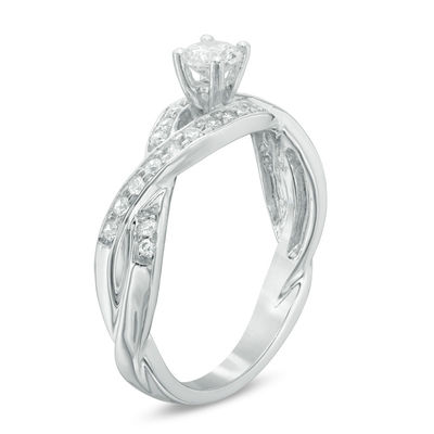 0.45 CT. T.W. Diamond Crossover Ring in 10K White Gold