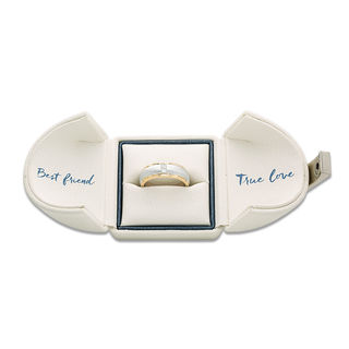 Ever Us™ Men's 0.20 CT. T.W. Two Stone Square-Cut Diamond Satin Band in 14K Two-Tone Gold