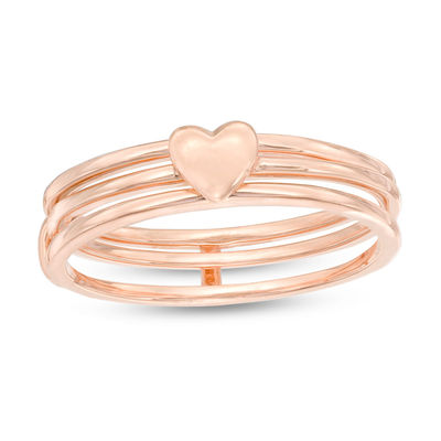 Puffed Heart Two-Piece Ring in 10K Rose Gold