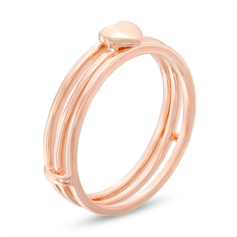 Puffed Heart Two-Piece Ring in 10K Rose Gold|Peoples Jewellers