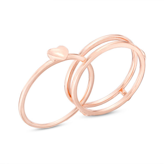 Puffed Heart Two-Piece Ring in 10K Rose Gold