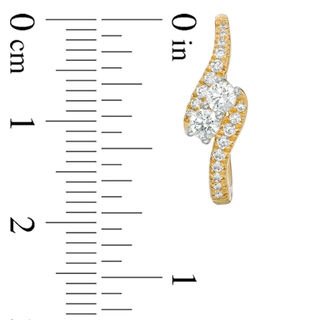 Ever Us™ CT. T.W. Two-Stone Diamond Bypass Hoop Earrings in 14K Gold