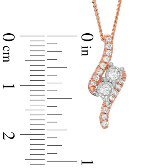 Ever Us™ CT. T.W. Two-Stone Diamond Bypass Pendant in 14K Rose Gold