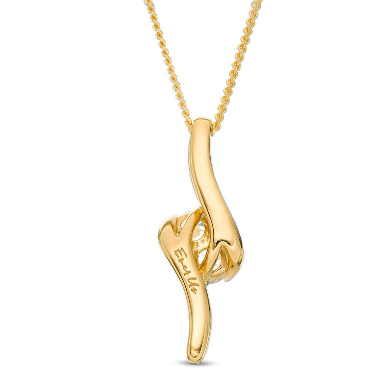 Main Image 2 of Ever Us™ 0.50 CT. T.W. Two-Stone Diamond Bypass Pendant in 14K Gold - 19&quot;