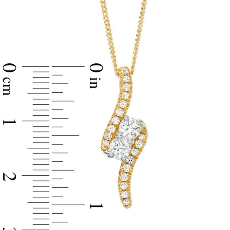 Main Image 4 of Ever Us™ 0.75 CT. T.W. Two-Stone Diamond Bypass Pendant in 14K Gold - 19&quot;