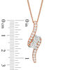 Thumbnail Image 4 of Ever Us™ 1.00 CT. T.W. Two-Stone Diamond Bypass Pendant in 14K Rose Gold - 19&quot;