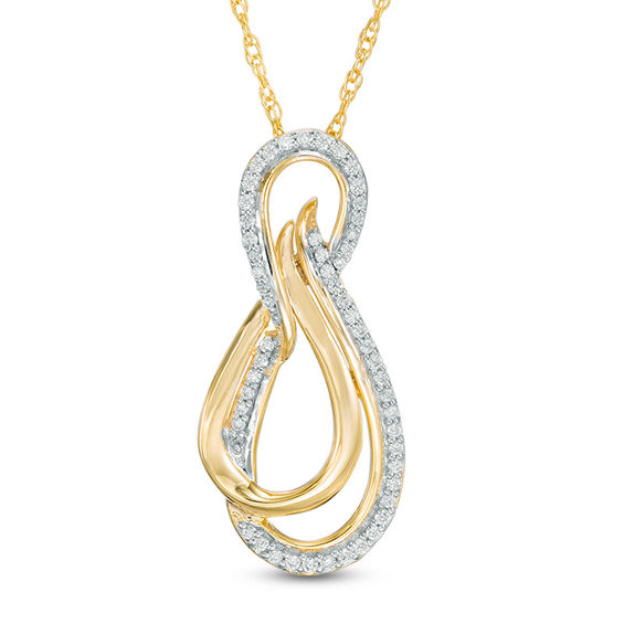 0.23 CT. T.W. Diamond Double Infinity Loop Pendant in 10K Gold