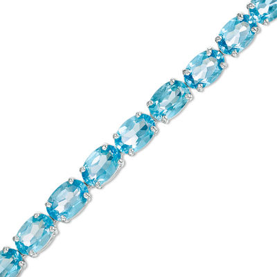 Oval Swiss Blue Topaz Tennis Bracelet in Sterling Silver - 7.5"