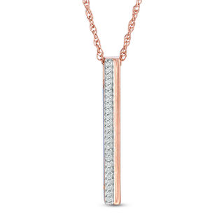 Diamond Accent Vertical Bar Pendant in 10K Rose Gold