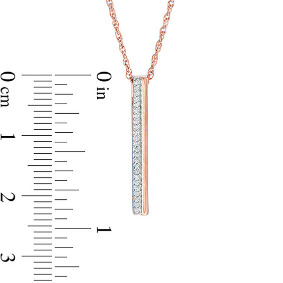 Diamond Accent Vertical Bar Pendant in 10K Rose Gold