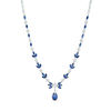 Multi-Shaped Lab-Created Blue and White Sapphire Floral Drop Necklace in Sterling Silver - 17"