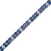 Thumbnail Image 0 of Oval Lab-Created Blue and White Sapphire Double Row Bracelet in Sterling Silver - 7.25