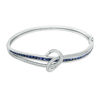 Princess-Cut Lab-Created Blue and White Sapphire Loose Knot Bangle in Sterling Silver