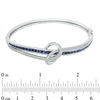 Thumbnail Image 1 of Princess-Cut Lab-Created Blue and White Sapphire Loose Knot Bangle in Sterling Silver