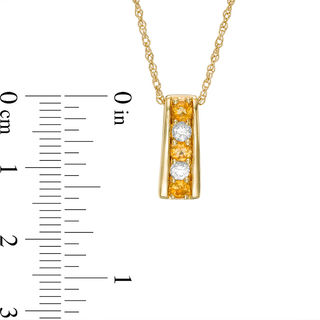 Alternating Citrine and Lab-Created White Sapphire Pendant and Hoop Earrings Set in Sterling Silver with 14K Gold Plate