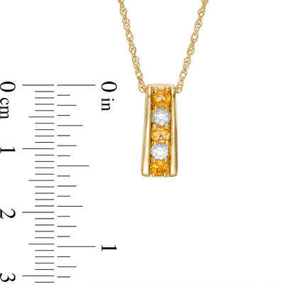 Alternating Citrine and Lab-Created White Sapphire Pendant and Hoop Earrings Set in Sterling Silver with 14K Gold Plate