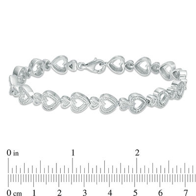 0.15 CT. T.W. Diamond Heart Bracelet in Sterling Silver - 7.5"