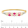 Oval Lab-Created Multi-Gemstone and White Sapphire Double Row Split Bangle in Sterling Silver with 14K Gold Plate