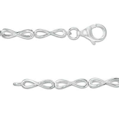 Oval Lab-Created White Sapphire Sunburst Frame and Infinity Link Bracelet in Sterling Silver - 7.5"