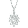 Oval Lab-Created White Sapphire Starburst Pendant in Sterling Silver