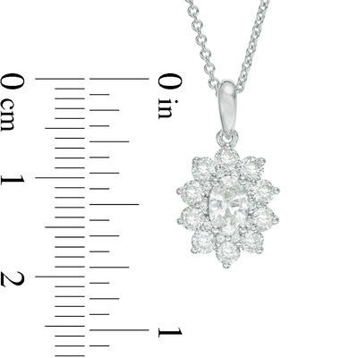 Oval Lab-Created White Sapphire Starburst Pendant in Sterling Silver