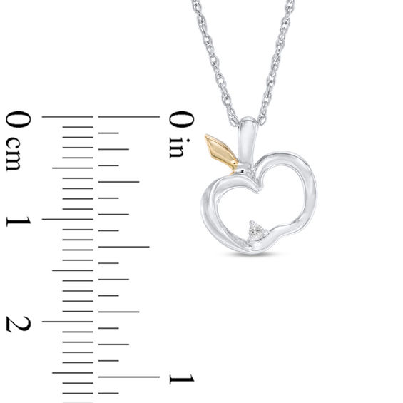 Diamond Accent Apple Pendant in Sterling Silver and 10K Gold